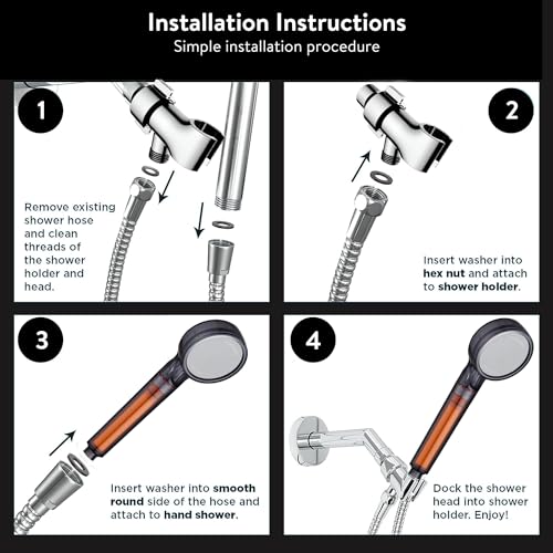 Shower Hose & Holder for Handhelds, 79" Extra Long Shower Hose, Built-in Explosion-Proof Braided Mesh Anti-leakage, 304 Stainless Steel Chrome Plated, with Shower Head Holder (chrome) - color: Chrome