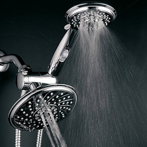 HotelSpa - Shower Heads with Handheld Spray - High Pressure Shower Head - 6 Inch Showerhead, 4 Inch Handheld Shower Head - 2-in-1, 30-Setting Shower Heads, 5-to-7 Foot Shower Hose, Showerspa (Chrome) - color: Chrome
