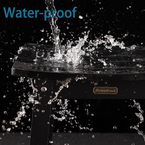 Poly Shower Bench Waterproof Shower Stool Plastic Bath Chair Seat, Black | HDPS Material, Anti-Rotting, Heavy Duty, with Storage Shelf & Adjustable Feet, Non-Slip, Save Space, No-Maintenance - color: Black, size: M Size(16*13*17'')