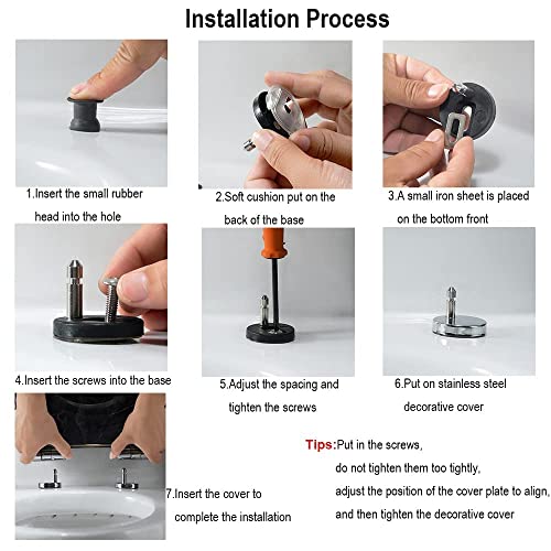 Round Toilet Seat Soft Close with Non-Slip Seat Bumpers, Soft Close Toilet Seat Round, Toilet Seat Slow Close Adjustable Hinge,07d