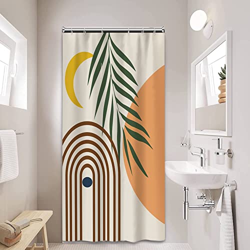 AWERT Small Half Size Stall Shower Curtain with 6 Hooks Shower Stall Curtain 36 x 72 Boho 36 inch Shower Curtain for Bathroom/RV and Camper (Boho) - color: Beige, size: 36"W x 72"L (Pack of 1)