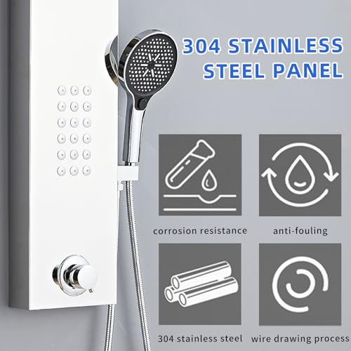 Shower Panel Tower System,Rain Shower Head Rainfall | Waterfall Shower,Handheld High Pressure Rain Massage System(Brushed Silver) - color: brushed silver, style: Normal