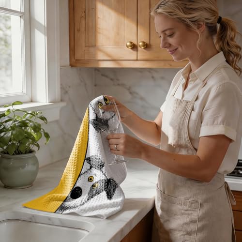 4 Pcs Funny Dog Kitchen Towels, Cute Dogs Gifts Hand Towel 14 x 24 Inches - color: Multi 0129