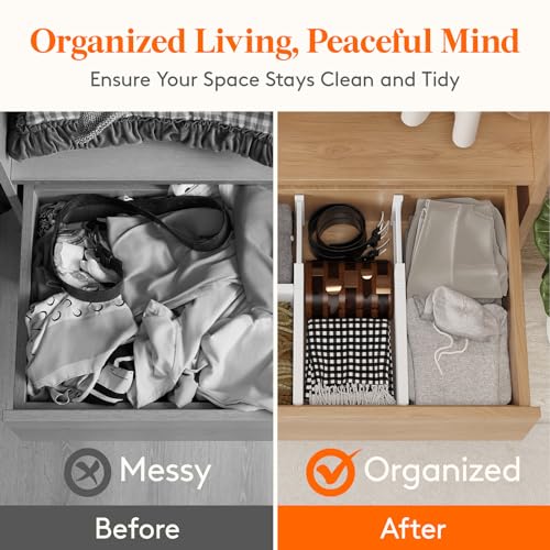 Lifewit 6" Tall Upgrade Drawer Dividers, Adjustable Deep Drawer Organizer | 13.5"-22" Expandable White Drawer Separator for Clothes, Dresser/Kitchen/Closet/Bedroom/Office Organization & Storage, 5 Pack - size: 6"H, 13.5-22"L