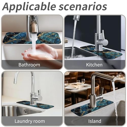 Faucet Fast Absorbent Pad - Navy Gold Marble , Suitable For Kitchen, Bathroom, Island And Other Scenes - color: Navy Gold Marble