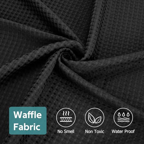 3 in 1 Shower Curtain Set, Waffle Shower Curtain and Liner Set with 12 Double Sided Shower Curtain Hooks, 258GSM Luxury Weighted Cloth Shower Curtains for Bathroom, 72 W x 84 H, Black - color: Black, size: 72"W x 84"L (Pack of 1)