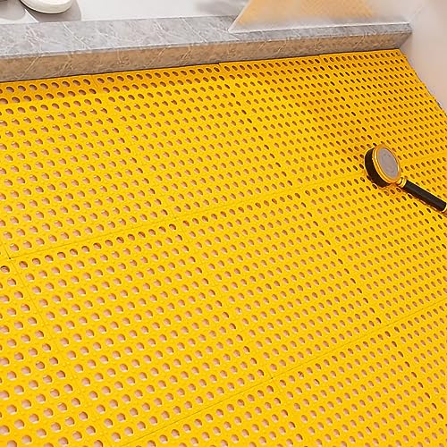 Tyenaza 10Pcs Bath Tub Shower Mat, Suction Cup Floor Mats Anti Slip Plastic Mosaic Bath Mat Tub Bathroom Mats for Kitchen Bathroom (Yellow) - color: Yellow