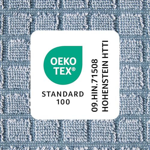 Town & Country Everyday 4-Piece Textured Windowpane Hand Towel Set, 20x30-Inch, 100% Cotton, Plush & Absorbent 550GSM, Blue - color: Blue