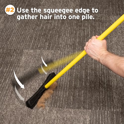 FURemover Pet Hair Removal Rubber Broom, 61" Telescopic Handle | Multi-Surface Rubber Broom with Built in Squeegee Edge, Sweeps up Fur, Hair, and Debris on Tile, Wood, Vinyl, and Carpet - size: 61" Telescopic Handle