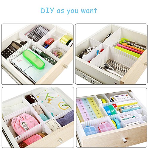 Onerbuy 8pcs Adjustable Grid Drawer Dividers DIY Plastic Closet Separator Tidy Organizer Container for Underwear Socks Belt Office Supplies - color: Fence