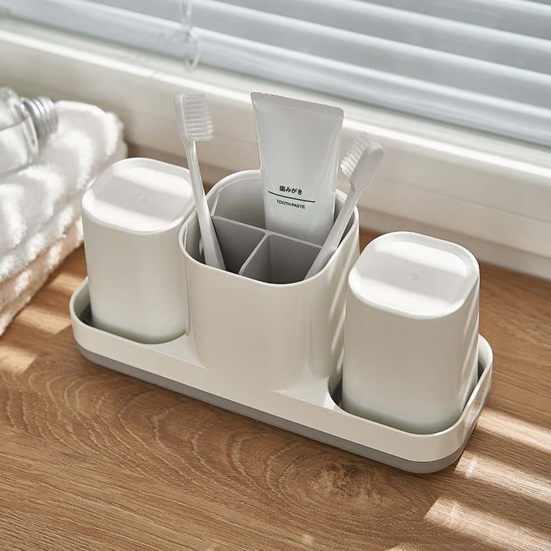 Toothbrush Holder for Bathroom,Bathroom Toothbrush Holder Set,Kids Toothbrush Holder with 2 Cups,Toothbrush Holder Travel,Electric Toothbrush Holder for Bathroom