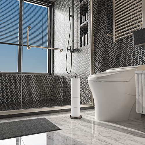 ROLABAM Heavy Weighted Toilet Paper Holder (with Reserve Function) Free Standing Toilet Paper Storage,Spare Toilet Paper Roll Holder Storage Stand for Bathroom Total Height 22.5" ,Oil Rubbed Bronze - color: Oil Rubbed Bronze