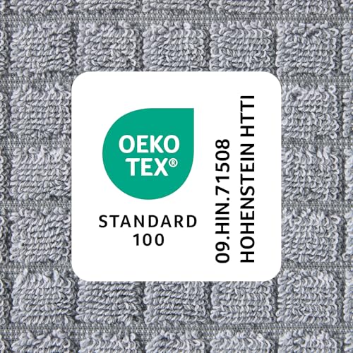Town & Country Everyday 4-Piece Textured Windowpane Hand Towel Set, 20x30-Inch, 100% Cotton, Plush & Absorbent 550GSM, Grey - color: Grey