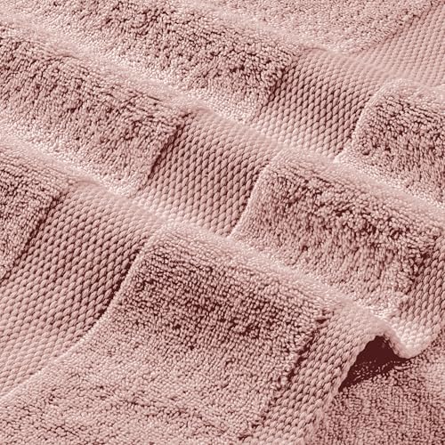 White Classic Pink Bath Towel Set of 6-100% Cotton Highly Absorbent Towels for Bathroom, 2 Luxury Bath Towels 650GSM, 2 Hand Towels, 2 Washcloths - color: Pink