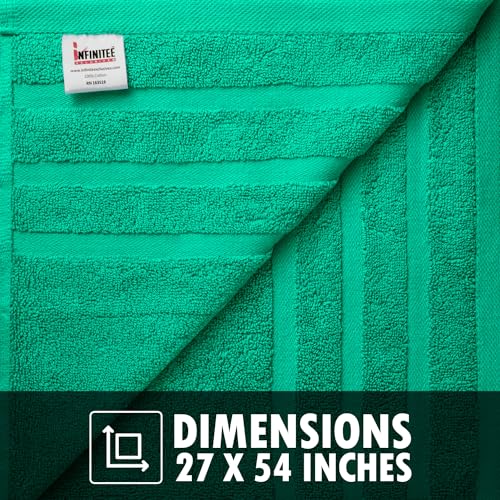 Infinitee Xclusives 100% Ring-Spun Cotton Bath Towels for Bathroom - Pack 2 | Luxury Super Soft, Absorbent & Quick-Drying |27x54 inches| Large Bathroom Towels Set |600 GSM| Gym, Shower, Spa & Hotel Use - color: Vivid Green