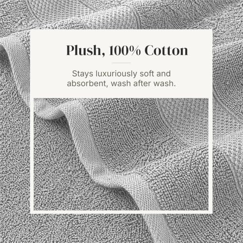 Modern Threads 6 Piece Cotton Bath Towel Set – Ultra Soft 600 GSM Towels – Bathroom Set with Hand Towels and Washcloths – Waffle (Silver Cloud) - color: Silver Cloud, style: Waffle