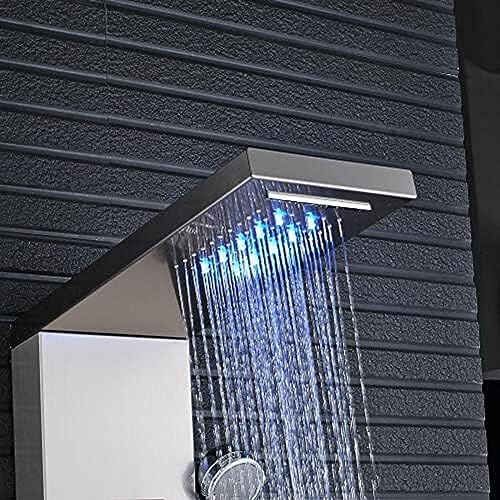 Stainless Steel Shower Panel Tower Suit,LED Rainfall Waterfall Shower Head 6-Function Faucet Rain Massage Suit with Body Jets