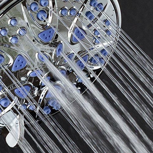 AquaDance Antimicrobial – Anti-Clog High-Pressure 6-Setting Shower Head with Microban Nozzle Protection from Growth of Mold, Mildew & Bacteria for Stronger Shower! 4" Sunset Blue | More Power, Better Shower Hygiene! Lifetime Antimicribial Nozzle Protectio