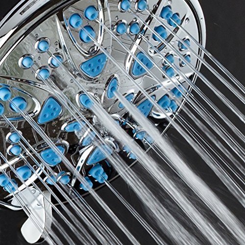 AquaDance Antimicrobial – Anti-Clog High-Pressure 6-Setting Shower Head with Microban Nozzle Protection from Growth of Mold, Mildew & Bacteria for Stronger Shower! 4" Aqua Blue | More Power, Better Shower Hygiene! Lifetime Antimicribial Nozzle Protection