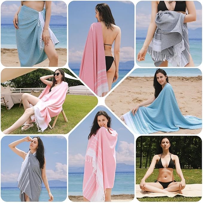 6 Packs Oversized Turkish Beach Towels Set Bulk Clearance Sand Free Pool Swim Bathroom Camp Large No Sand Towel Adults Travel Essentials Cruise Must Haves Accessories Vacation Stuff Green Dot Set - color: Green Dot Set