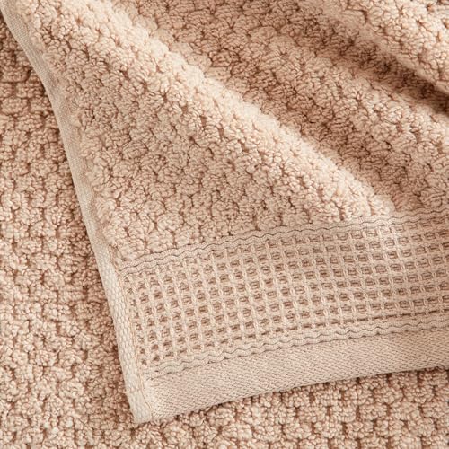 Belle Collection 100% Cotton Waffle Textured 6 Piece Towel Set | Super Soft Quick Dry Bath & Hand Towels, Washcloths | Beige - color: Beige, size: 6 Piece Set