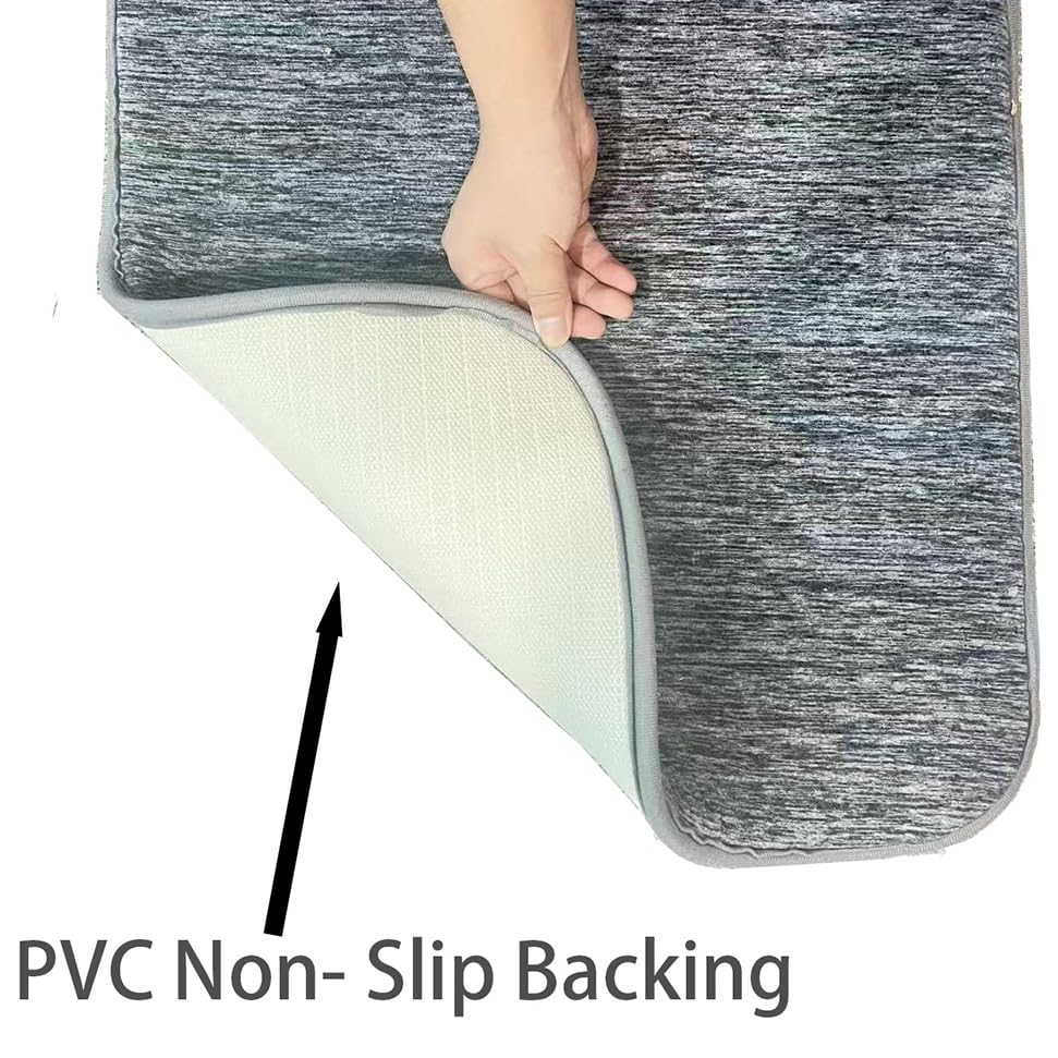 Madeals Memory Foam Bathroom Toilet Rug Set 4 Piece with Toilet Lid Cover and Tank Covers Grey Bath Rug Gradient - color: Gradient