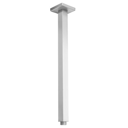 Brushed Nickel Shower Arm with Flange and Teflon Tape for High Ceiling or Fixed Rain Showerhead, Universal Connection 16-inch Square Straight Shower Head Extender Extension Pipe, 304 Stainless Steel - color: Brushed Nickel, style: 16inch