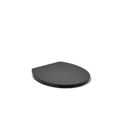 KOHLER K-26802-7 Impro ReadyLatch Quiet Close Round Toilet Seat, Soft Close Seat, Compatible with Round Toilets, Grip-Tight Bumpers, New Home Essentials, Slam Prevention, Black - color: Black/Black, size: Round