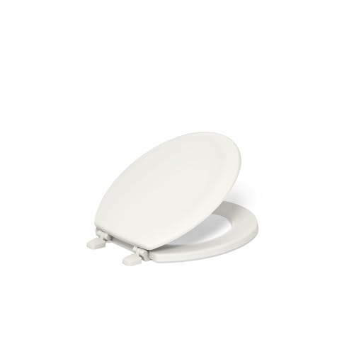 KOHLER 4695-96 Ridgewood Round-Front Toilet Seat, Compression-Molded Wood, Color-Matched Plastic Hinges, Biscuit - color: Biscuit, size: Round, style: Round