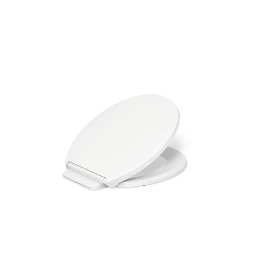 KOHLER K-27332-0 Glissade ReadyLatch Quiet Close Round Toilet Seat, White, Grip-Tight Hardware, Quiet Close Lid Prevents Slamming - color: White, size: Round