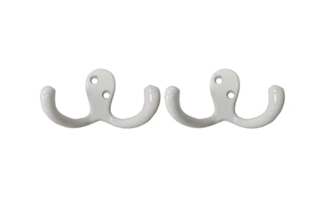 Premium Double Robe Hook, 2-3/4", Zinc Die Cast, Matte White, Made in Taiwan, 2 Pack - size: 2pack-Matte White