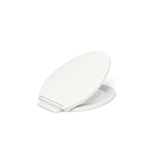 KOHLER K-27331-0 Glissade ReadyLatch Quiet Close Elongated Toilet Seat, White, Grip-Tight Hardware, Quiet Close Lid Prevents Slamming - color: White, size: ELONGATED