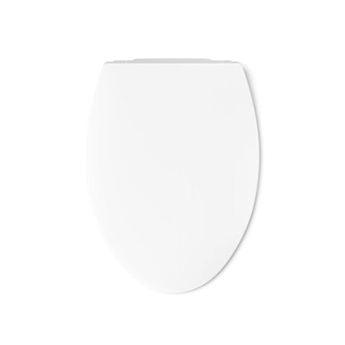KOHLER K-30780-0 Carbyne Quiet-Close Elongated Toilet Seat Soft Close with Grip Tight Bumpers, Thermoset Plastic, White - style: Carbyne