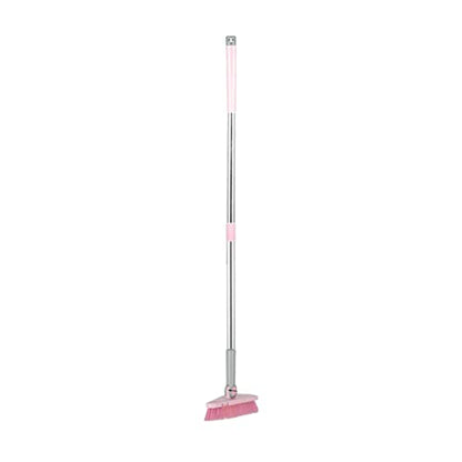 Cleaning Brush with Long Handle Floor Scrubbers for Tub Tile Cleaning Supplies Scrub Brush for Bathroom Bathtub Toilet Floor Kitchen Apartment Essentials forfor Women Men (Pink)