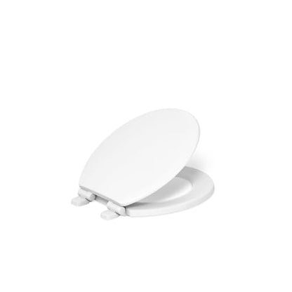 KOHLER 20455-0 Ridgewood Round Soft Close Toilet Seat, Quiet Close, Wood Toilet Seat, Home Essentials, White - color: White