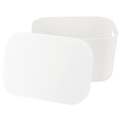 JOIKIT 6 Pack White Storage Bins with Lid, 10 x 7 x 6.3 Inch Bathroom Kitchen Organizer Bin with Cap, Plastic Vanity Storage Bins for Hand Soap Body Washes Towels Shampoos Lotions Bath Balls - size: 6PCS with Lid