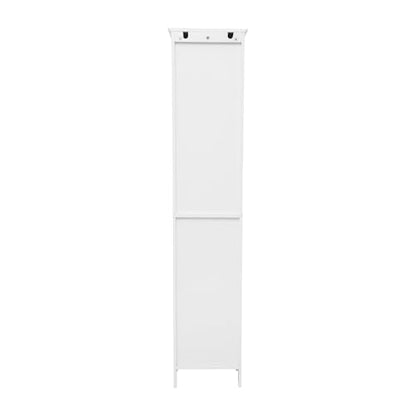 Flash Furniture Freestanding Bathroom Linen Tower Storage Cabinet, White | Farmhouse, Magnetic Close Doors, 2 Adjustable Shelves, Open Display Shelf - color: White