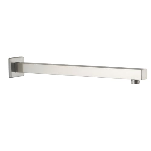 16 Inch Shower Head Extension Arm with Flange, Shower Rod, Nickel | Square Straight Rain Showerhead Extended Arms, Shower Pipe Extender Arm Replacement, Wall Mounted, SUS304 Stainless Steel - color: Nickel