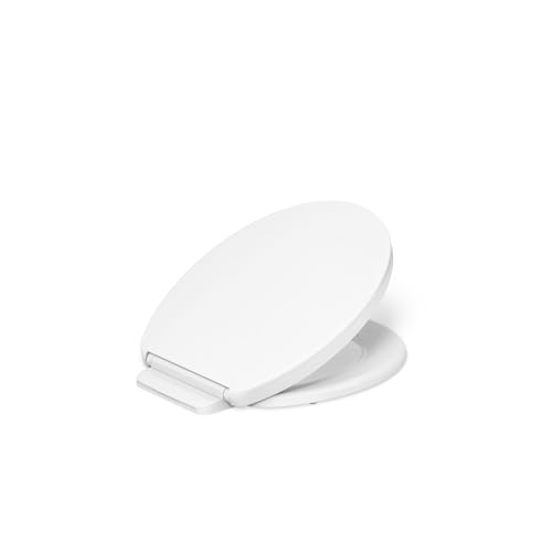KOHLER K-26802-0 Impro ReadyLatch Quiet Close Round Toilet Seat, White Toilet Seat, Grip-Tight Bumpers, New Home Essentials, Slam Prevention - color: White, size: Round
