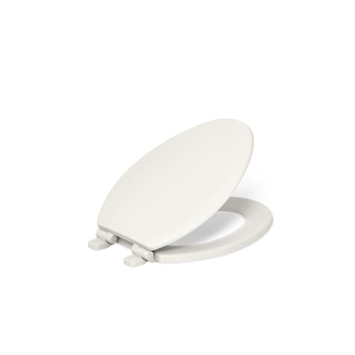 KOHLER 20454-96 Ridgewood Elongated Soft Close Toilet Seat, Quiet Close, Wood Toilet Seat, Home Essentials, Biscuit - color: Biscuit