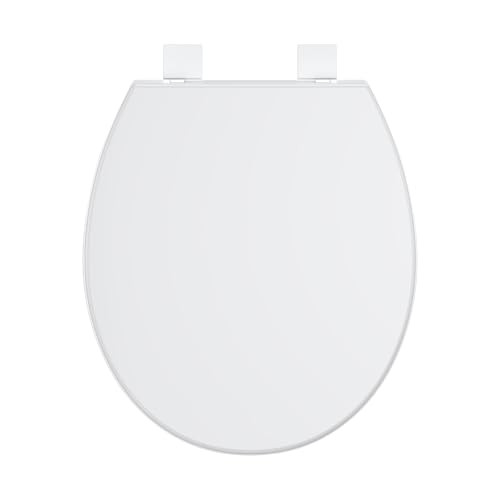 GarveeTech Toilet Seat, Round Toilet Seat, Quick-Release Structure Toilet Seat, Quick-Attach Hardware & Full Flat With Grip-Tight Bumpers, Quiet-Close Seat, White - size: 17 Inch