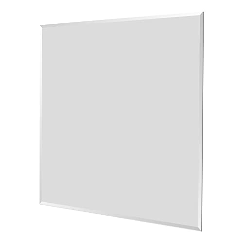 36 Inch Square Frameless Bathroom Vanity Mirror with Beveled Edge - Shatterproof Wall Mounted Decorative Glass with Safety Backing for Living Room Bedroom Hallway Entryway - Fab Glass and Mirror - size: 36"L x 36"W, style: Square