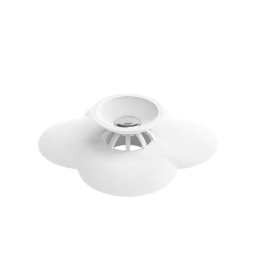 Umbra Bloom Drain Stop, Bathtub Drain Hair Catcher, 3-Inch, White | Silicone material, flexible and durable, fits standard drains, wipe or rinse clean, rust resistant - color: White
