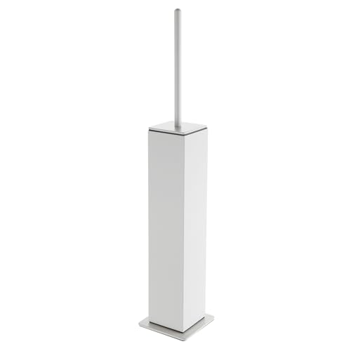 BGL Toilet Brush with Holder Set White Aluminium Standing for Bathroom Toilet Bowl Cleaner Brush and Holder Set, Square Design - color: White-standing