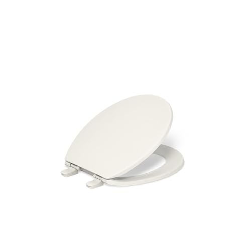 KOHLER K-4775-96 Brevia Round Toilet Seat with Quick-Release Hinges And Quick-Attach Hardware For Easy Clean, Biscuit - color: Biscuit, size: Round