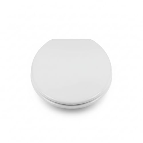 MinSha Round Toilet Seat, 17 Inch Soft Close Toilet Lid, Durable PP Material O-Shape Seat with Quiet Slow Close, Easy Top Fixing Installation & Cleaning, Fits Standard American Toilets, O3CK