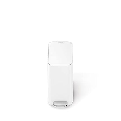 simplehuman Slim Step Can, 5L / 1.3 Gallon Compact Bathroom Trash Can, Liner Pocket®, Sleek Internal Hinge, 150,000-Step All-Steel Pedal, Lid Shox® Silent Close, White Steel - color: White, size: 5L