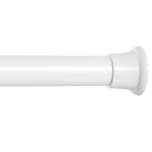 MEXAU 1 Pack Spring Tension Curtain Rods 31-62 In White Shower Curtain Rod | Adjustable Spring Tension Rods No Drilling for Window Closet Kitchen Wardrobe Bathroom, Non Slip Tension Rods ,7/8" Diameter - color: White-1P, size: 31-62 inch