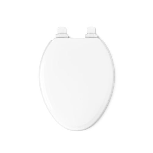 KOHLER 20454-0 Ridgewood Elongated Soft Close Toilet Seat, Quiet Close, Wood Toilet Seat, Home Essentials, White - color: White
