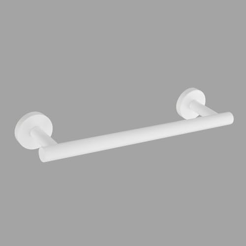 GERZWY 12-Inch Bathroom Towel Bar SUS 304 Stainless Steel Bath Towel Bar Modern Round Style Wall Mount, White - color: White, size: 12 Inch (Pack of 1)